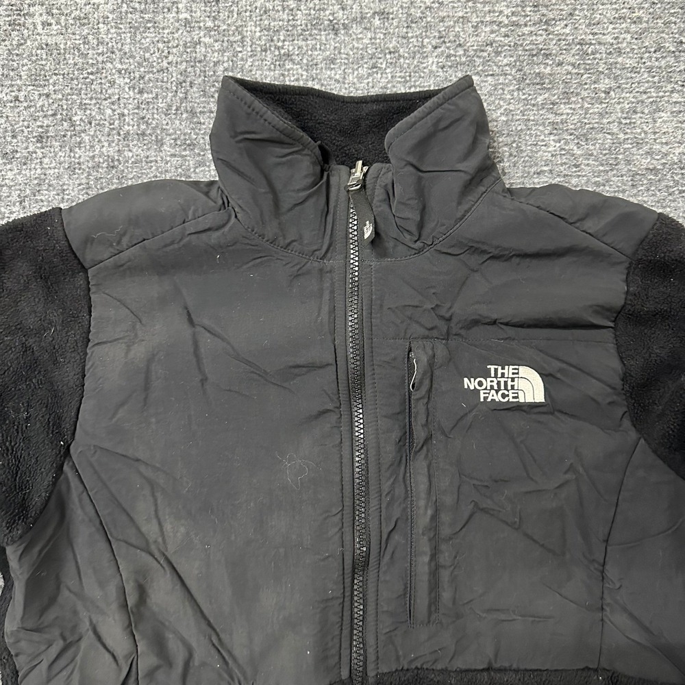 The North Face Jacket Womens Size M Black Denali Polartec Fleece Nylon Overlay